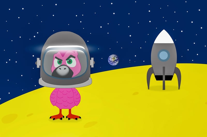Spaceship traveling through space